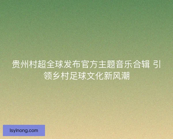 贵州村超全球发布官方主题音乐合辑 引领乡村足球文化新风潮