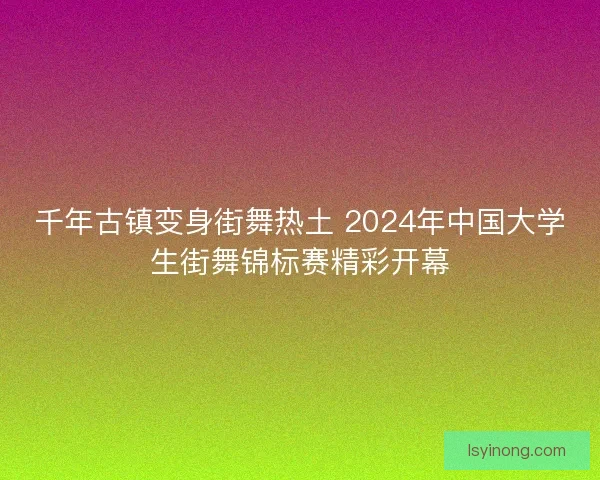 千年古镇变身街舞热土 2024年中国大学生街舞锦标赛精彩开幕